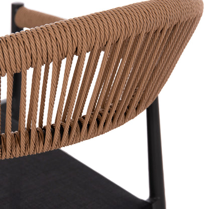 Outdoor Dining Chair Berg Hm6284.02 Aluminum & Textilene In Dark Grey--p.e.twisted Rattan 55x56x79hcm.