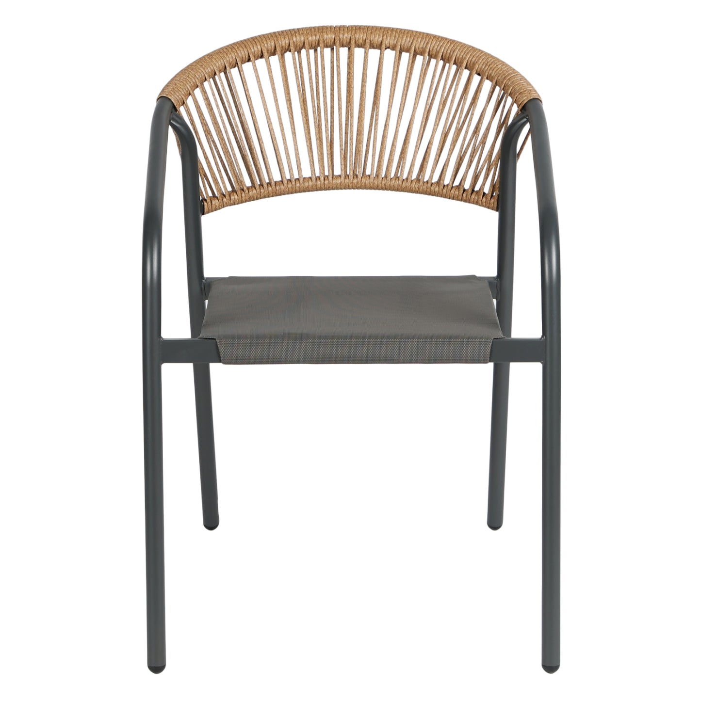 Outdoor Armchair Homan Hm6430.01 Metal Frame & Textilene Seat In Grey--beige P.e.rattan 53x58x75h