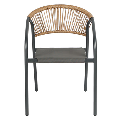 Outdoor Armchair Homan Hm6430.01 Metal Frame & Textilene Seat In Grey--beige P.e.rattan 53x58x75h