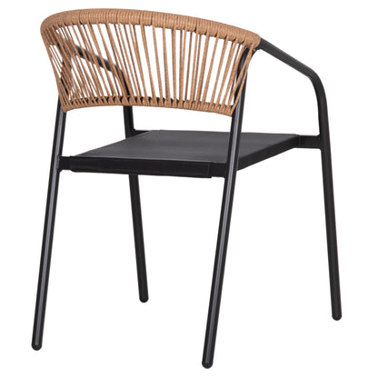 Outdoor Armchair Homan Hm6430.03 Metal Frame & Textilene Seat In Black--beige P.e.rattan 53x58x75h