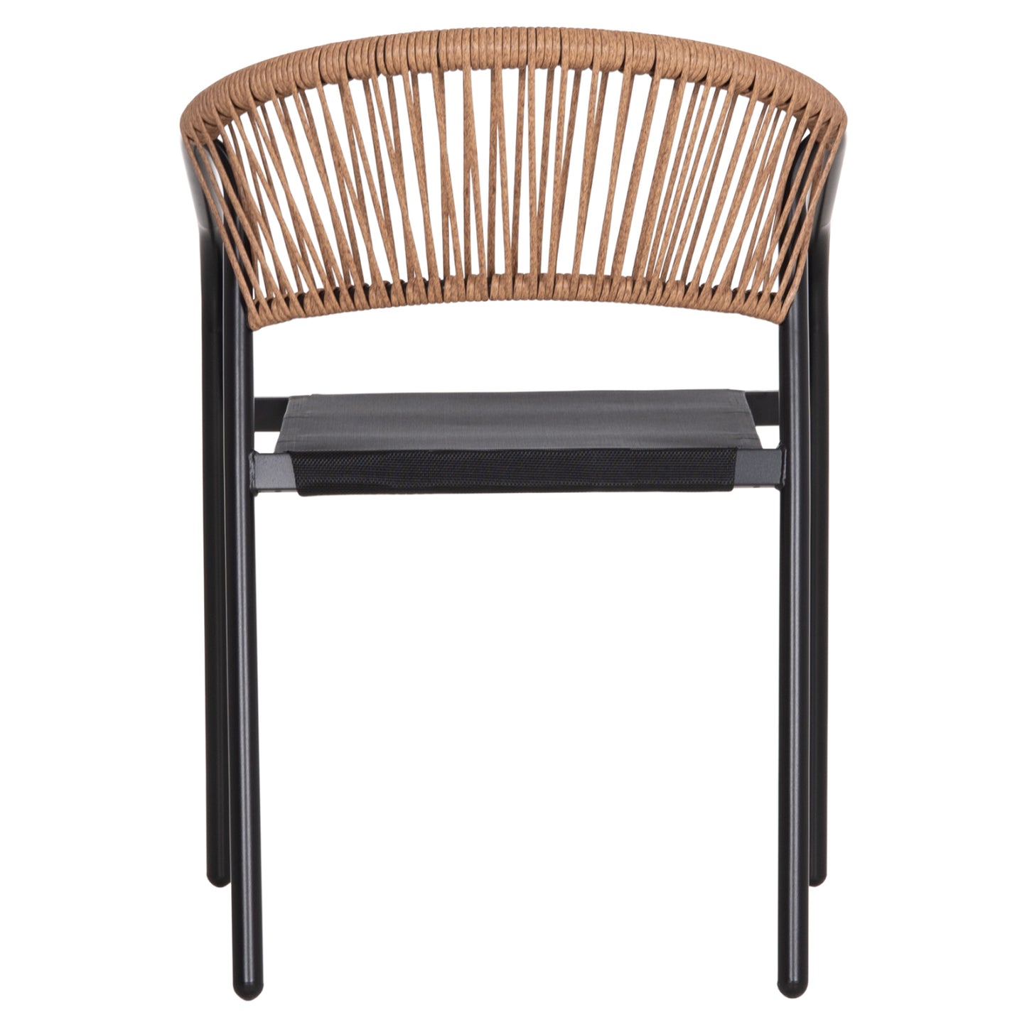 Outdoor Armchair Homan Hm6430.03 Metal Frame & Textilene Seat In Black--beige P.e.rattan 53x58x75h