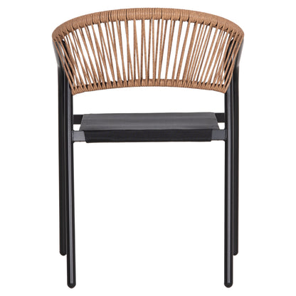 Outdoor Armchair Homan Hm6430.03 Metal Frame & Textilene Seat In Black--beige P.e.rattan 53x58x75h
