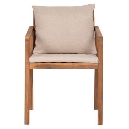 Outdoor Dining Chair Brunel Hm6518 Acacia Wood In Natural--cushions In Light Beige 57x59x84hcm