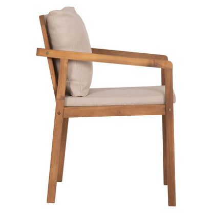 Outdoor Dining Chair Brunel Hm6518 Acacia Wood In Natural--cushions In Light Beige 57x59x84hcm