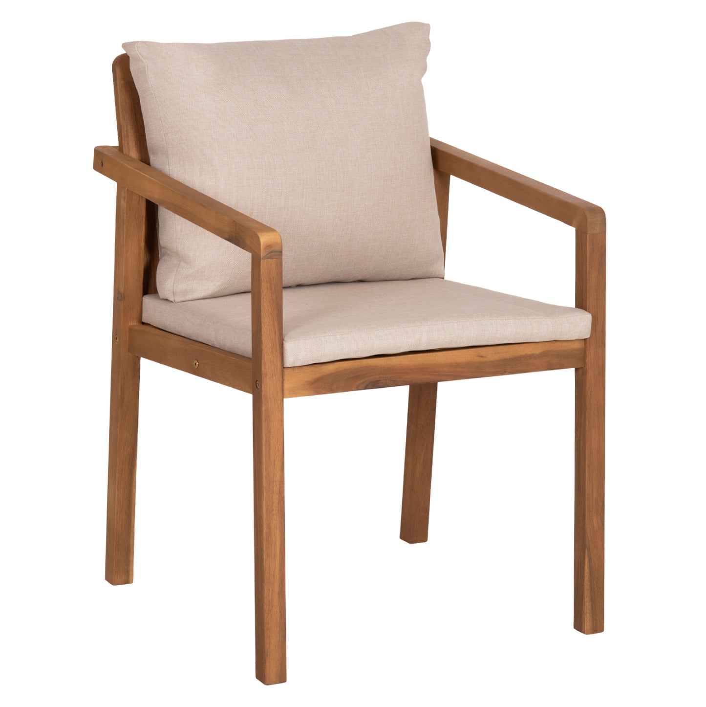 Outdoor Dining Chair Brunel Hm6518 Acacia Wood In Natural--cushions In Light Beige 57x59x84hcm