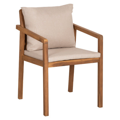 Outdoor Dining Chair Brunel Hm6518 Acacia Wood In Natural--cushions In Light Beige 57x59x84hcm