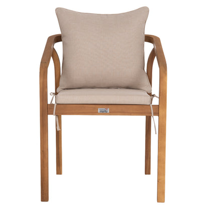 Outdoor Dining Chair Kroll Hm6525 Acacia Wood In Natural--cushions In Light Beige 58.5x60x90hcm