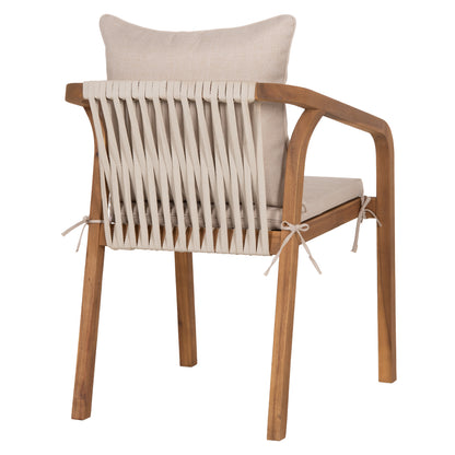 Outdoor Dining Chair Kroll Hm6525 Acacia Wood In Natural--cushions In Light Beige 58.5x60x90hcm