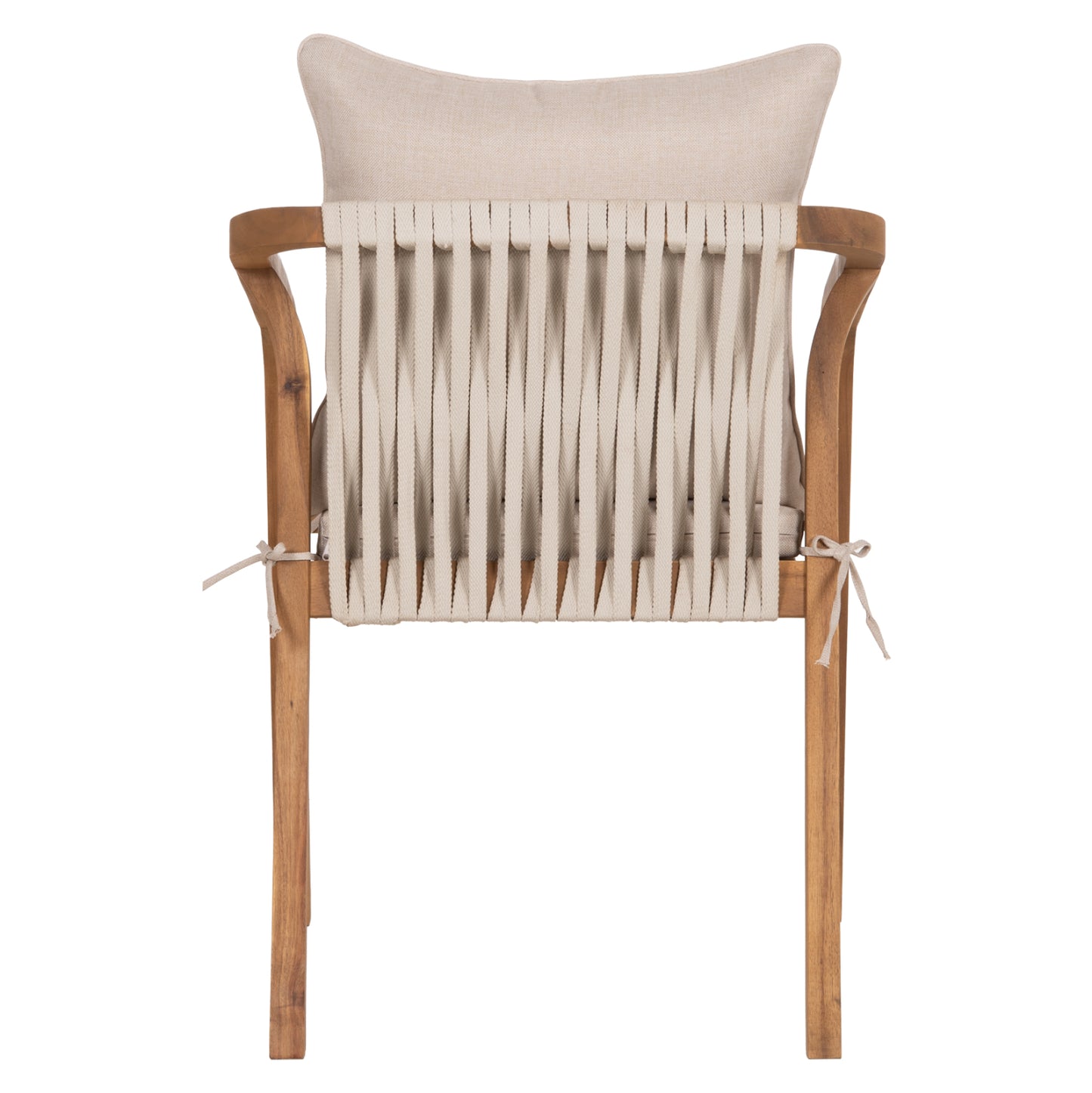 Outdoor Dining Chair Kroll Hm6525 Acacia Wood In Natural--cushions In Light Beige 58.5x60x90hcm