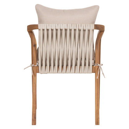 Outdoor Dining Chair Kroll Hm6525 Acacia Wood In Natural--cushions In Light Beige 58.5x60x90hcm