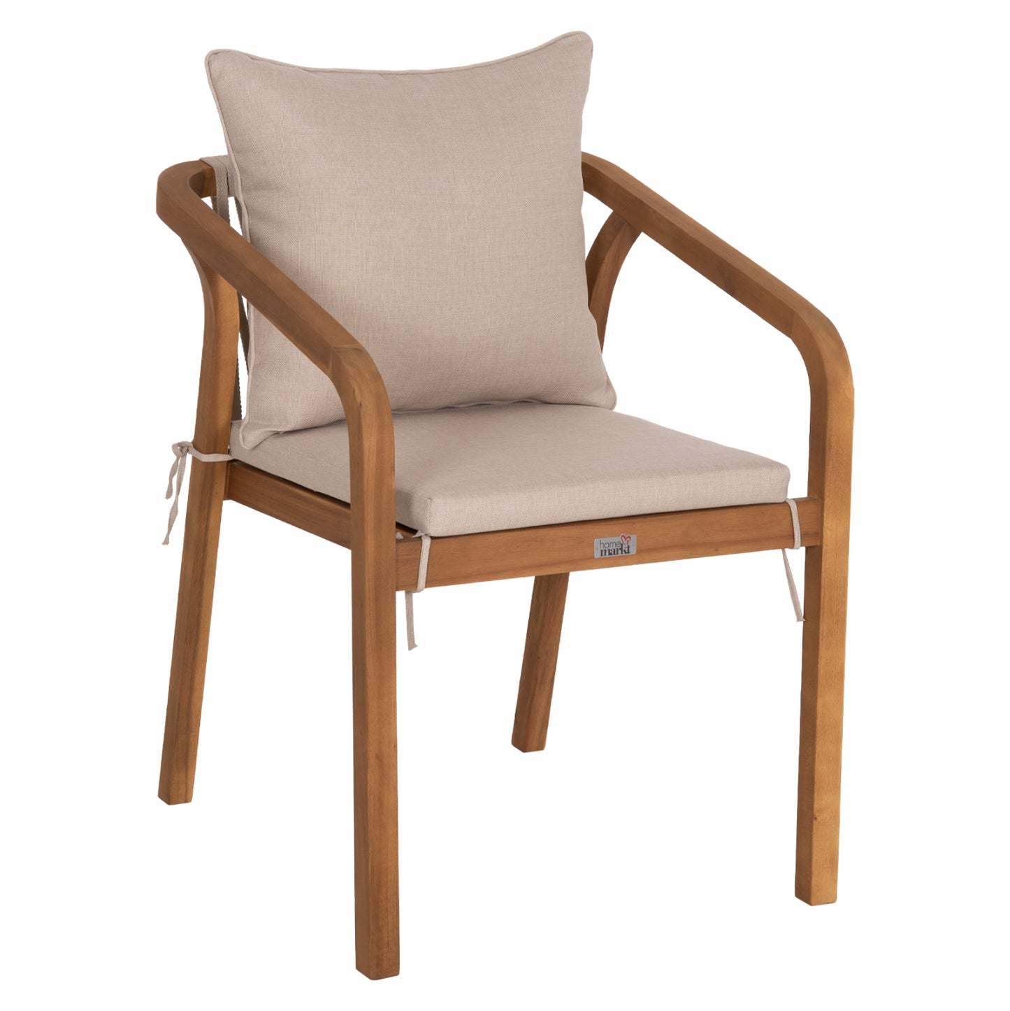 Outdoor Dining Chair Kroll Hm6525 Acacia Wood In Natural--cushions In Light Beige 58.5x60x90hcm