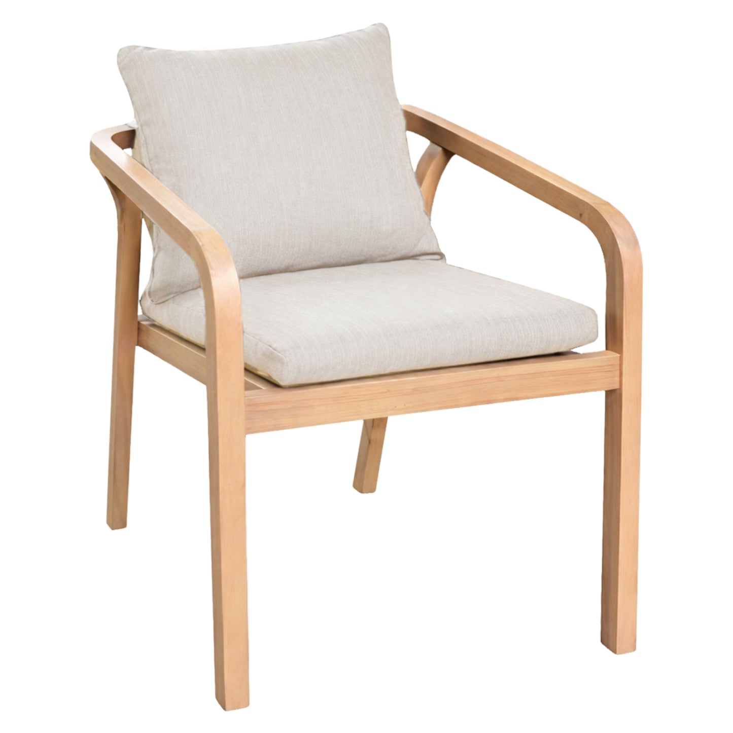 Outdoor Dining Chair Kroll Hm6525 Acacia Wood In Natural--cushions In Light Beige 58x65x75hcm