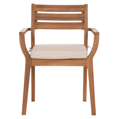 Outdoor Dining Chair Stacker Hm6543 Acacia Wood In Natural--cushion In Light Grey 61x59x84.5hcm