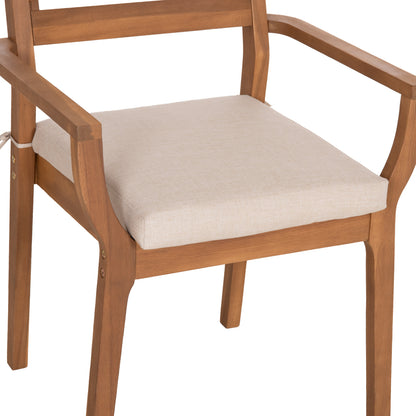 Outdoor Dining Chair Stacker Hm6543 Acacia Wood In Natural--cushion In Light Grey 61x59x84.5hcm