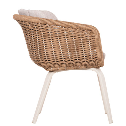 Dining Chair Victus Hm6559.02 Aluminum & Olefin In Beige--twist Wicker 60x62x76hcm.