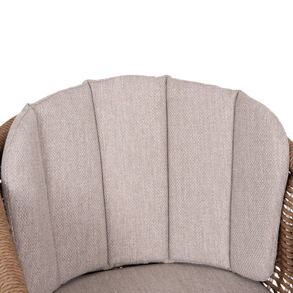 Dining Chair Victus Hm6559.02 Aluminum & Olefin In Beige--twist Wicker 60x62x76hcm.