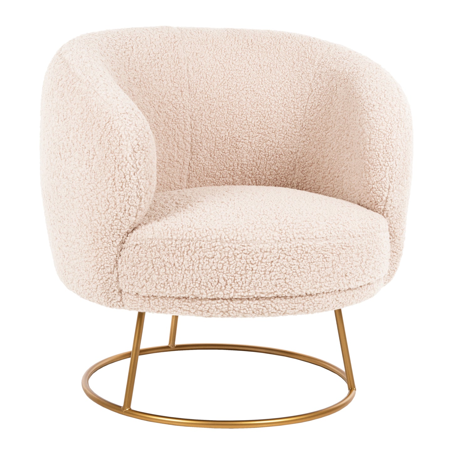 Armchair Arien Hm8403.20 Boucle Fabric In Ecru-gold Metal Base 78x75x84hcm.