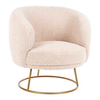 Armchair Arien Hm8403.20 Boucle Fabric In Ecru-gold Metal Base 78x75x84hcm.