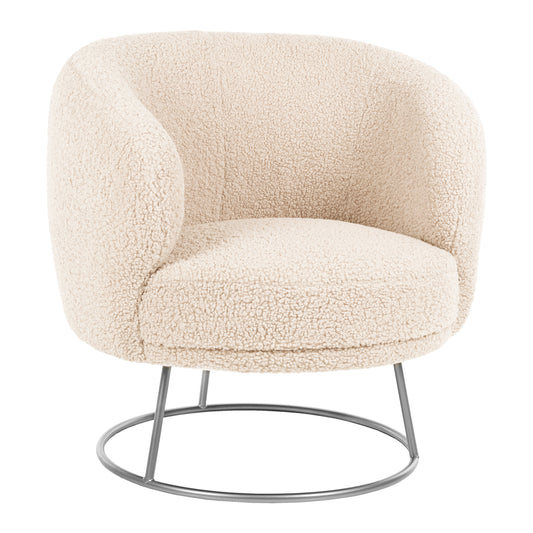 Armchair Arien Hm8403.23 Boucle Fabric In White-silver Metal Base 78x75x84hcm.
