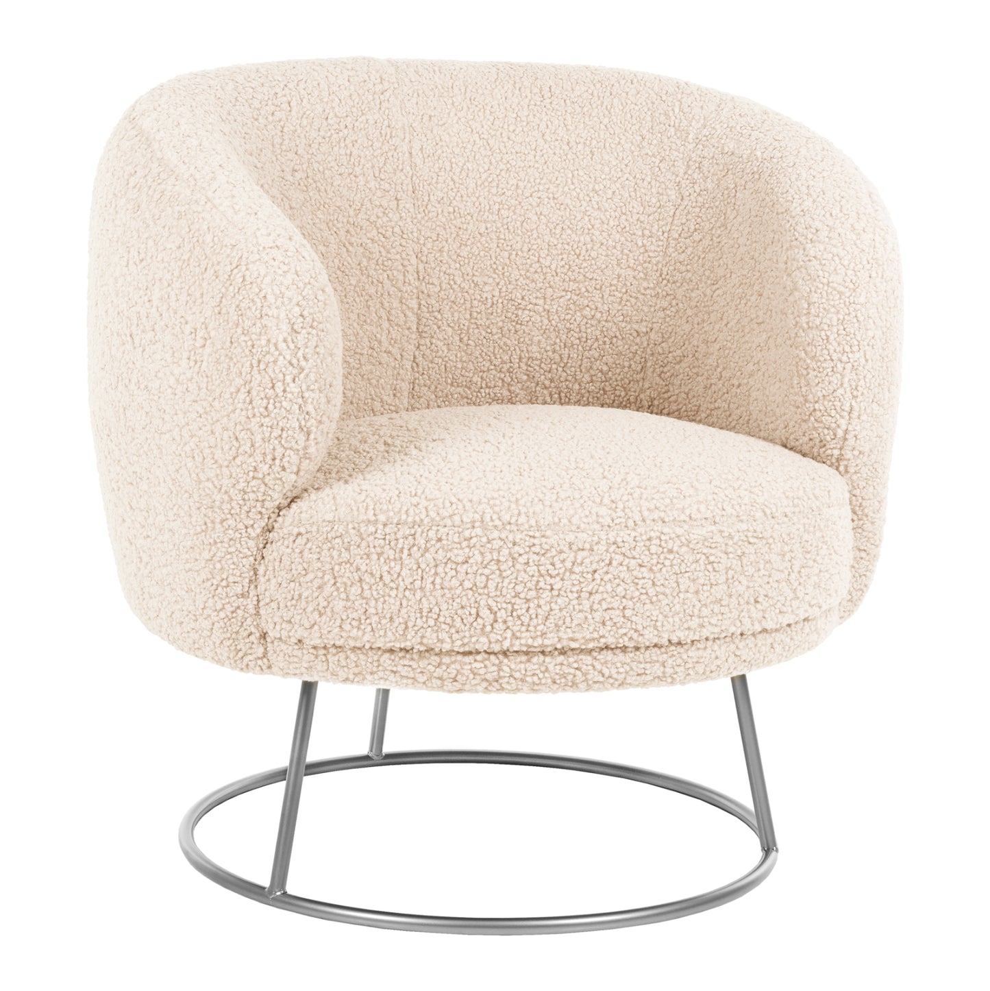 Armchair Arien Hm8403.23 Boucle Fabric In White-silver Metal Base 78x75x84hcm.