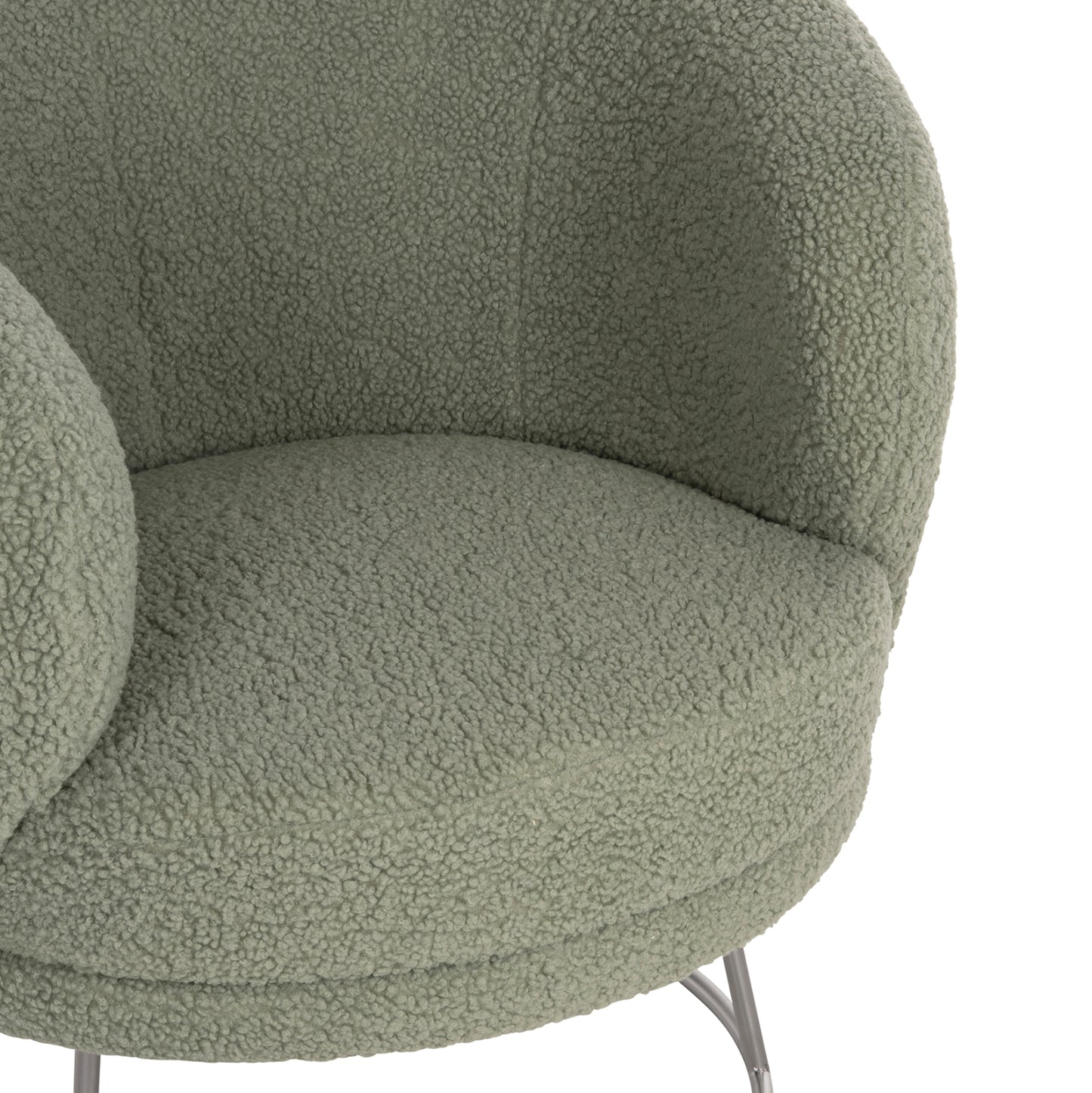 Armchair Arien Hm8403.27 Boucle Fabric In Pistachio Green-silver Metal Base 78x75x84hcm.