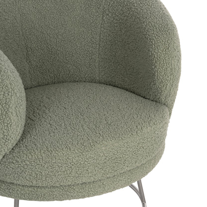 Armchair Arien Hm8403.27 Boucle Fabric In Pistachio Green-silver Metal Base 78x75x84hcm.