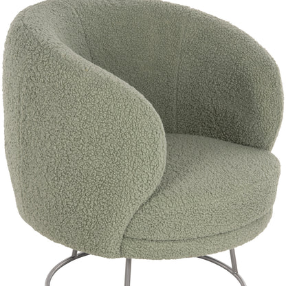 Armchair Arien Hm8403.27 Boucle Fabric In Pistachio Green-silver Metal Base 78x75x84hcm.