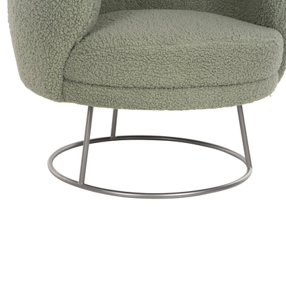 Armchair Arien Hm8403.27 Boucle Fabric In Pistachio Green-silver Metal Base 78x75x84hcm.