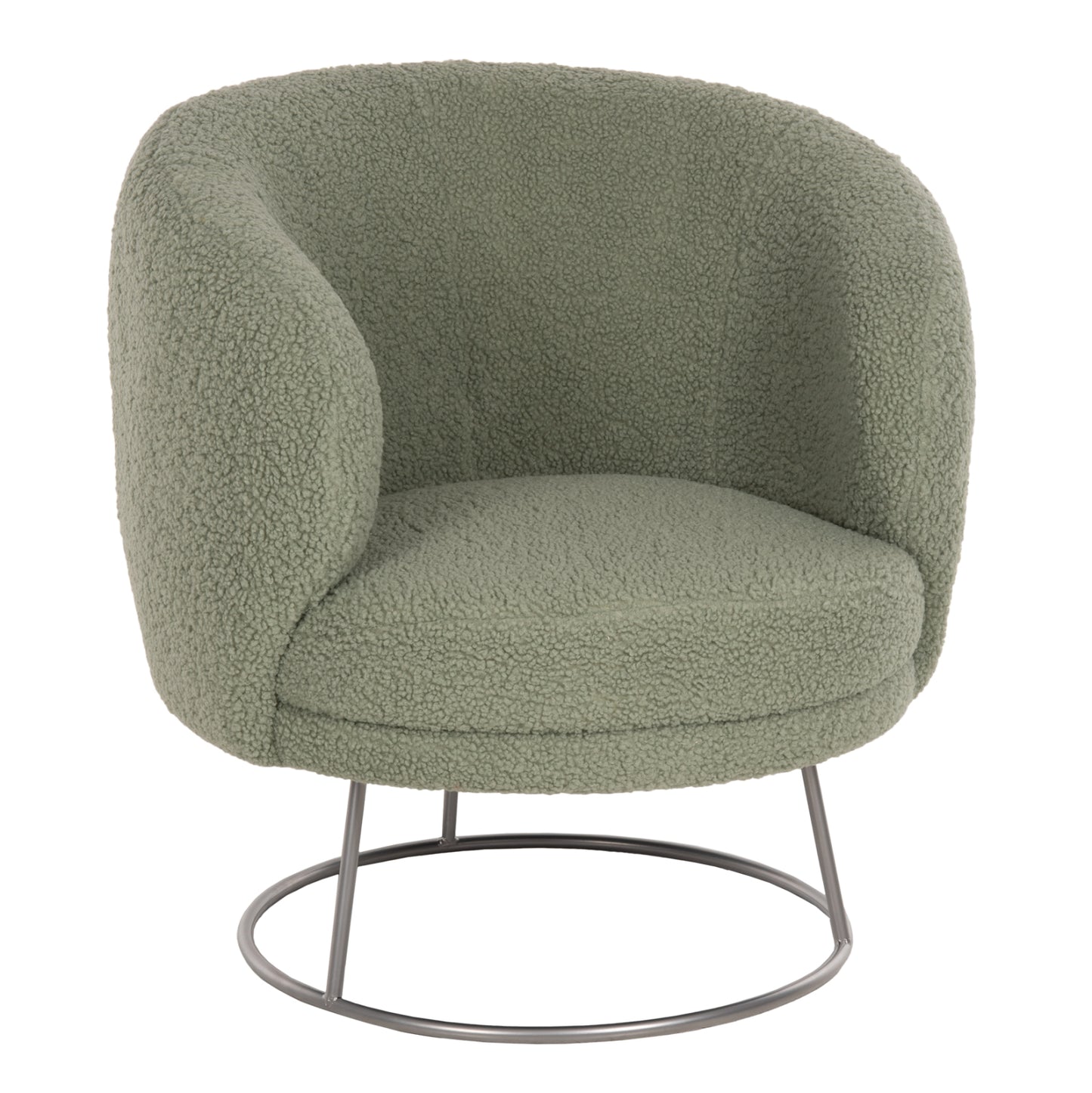 Armchair Arien Hm8403.27 Boucle Fabric In Pistachio Green-silver Metal Base 78x75x84hcm.
