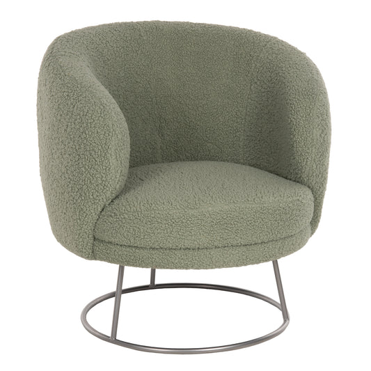 Armchair Arien Hm8403.27 Boucle Fabric In Pistachio Green-silver Metal Base 78x75x84hcm.