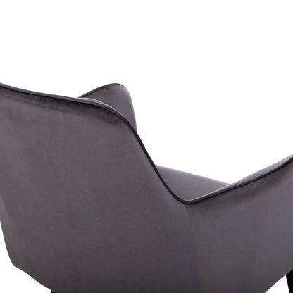 Armchair Latrell Hm8582.01 Grey Velvet & Black Metal Legs 54x57x84hcm.