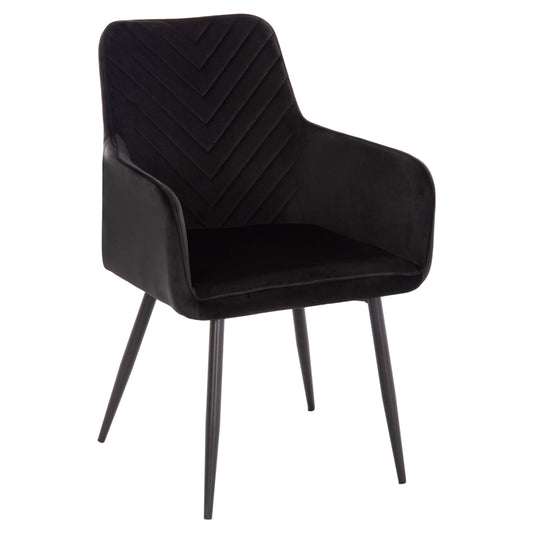 Armchair Latrell Hm8582.04 Black Velvet & Black Metal Legs 54x57x84hcm.