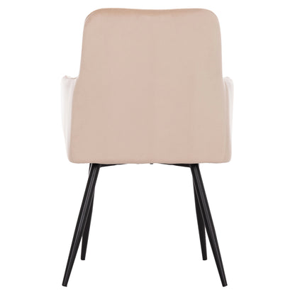 Dining Armchair Latrell Hm8582.05 Ecru Velvet & Black Metal Legs 54x57x84hcm.