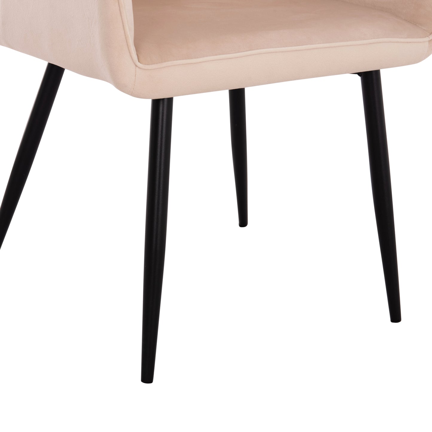 Dining Armchair Latrell Hm8582.05 Ecru Velvet & Black Metal Legs 54x57x84hcm.