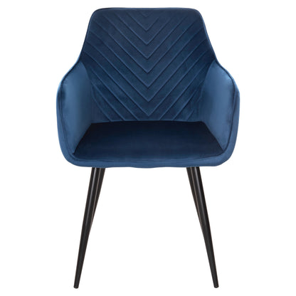 Dining Armchair Latrell Hm8582.08 Blue Velvet & Black Metal Legs 57x56x84hcm.