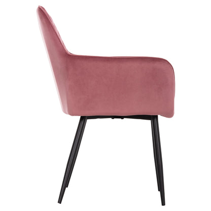 Dining Armchair Latrell Hm8582.12 Dusty Pink Velvet & Black Metal Legs 54x57x84hcm.