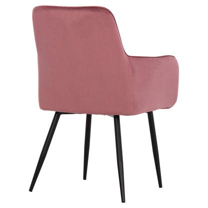 Dining Armchair Latrell Hm8582.12 Dusty Pink Velvet & Black Metal Legs 54x57x84hcm.