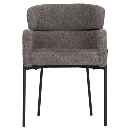 Armchair Wolf Hm8583.01 Grey Boucle Fabric-black Metal Legs 56x62x80hcm.
