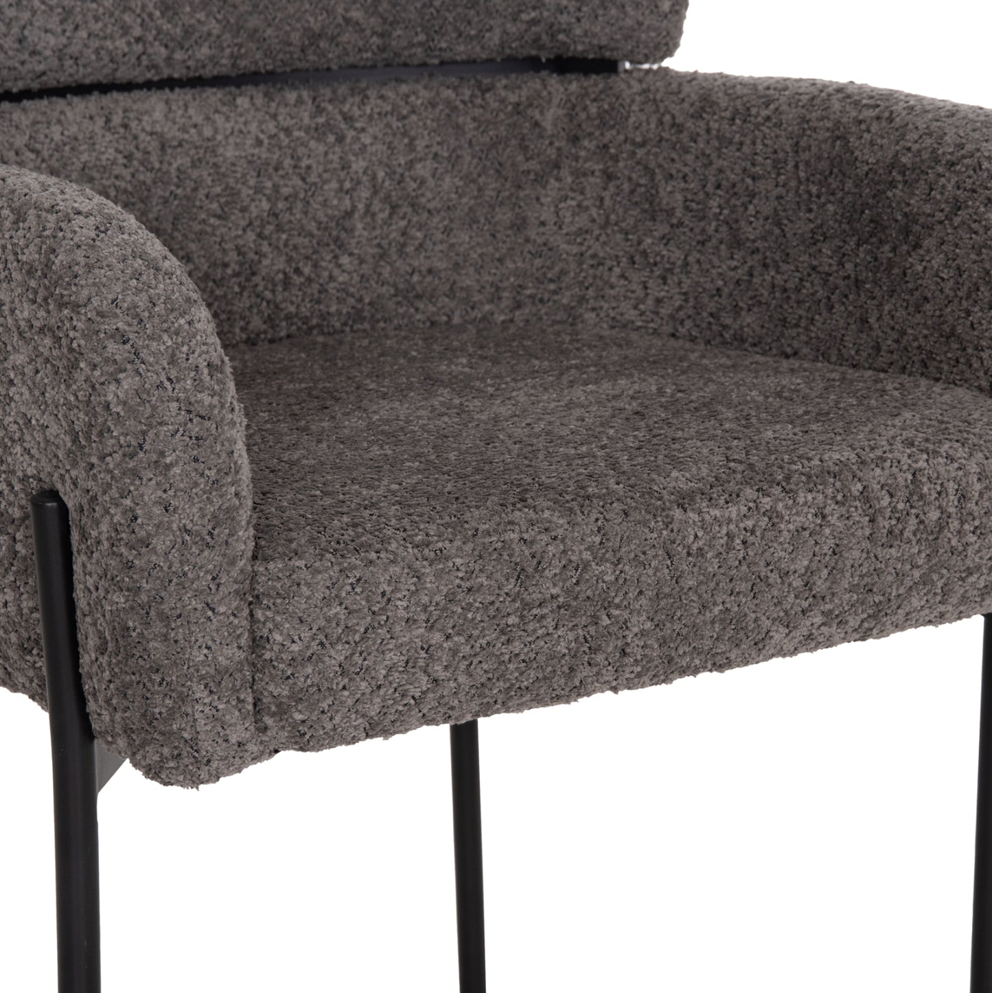 Armchair Wolf Hm8583.01 Grey Boucle Fabric-black Metal Legs 56x62x80hcm.