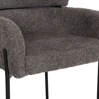 Armchair Wolf Hm8583.01 Grey Boucle Fabric-black Metal Legs 56x62x80hcm.
