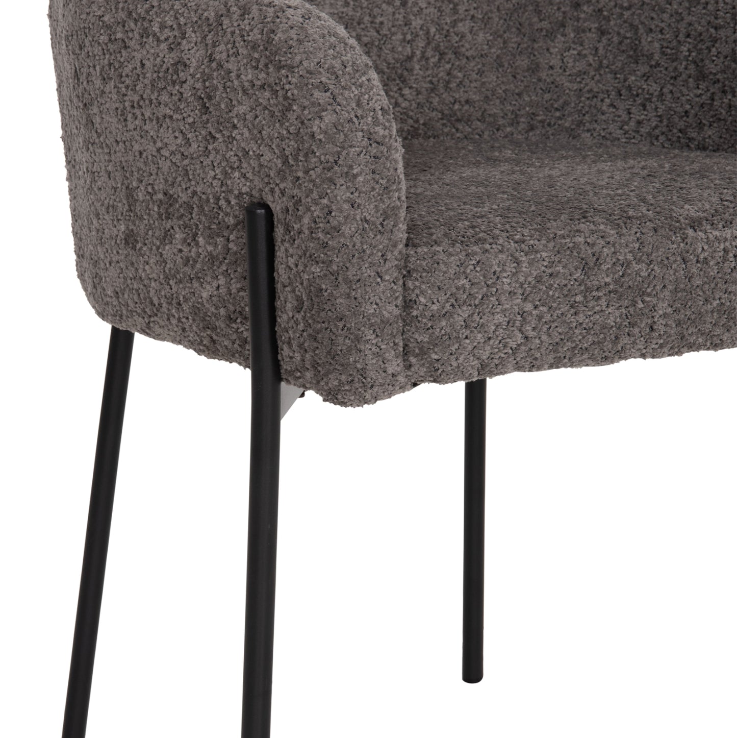 Armchair Wolf Hm8583.01 Grey Boucle Fabric-black Metal Legs 56x62x80hcm.