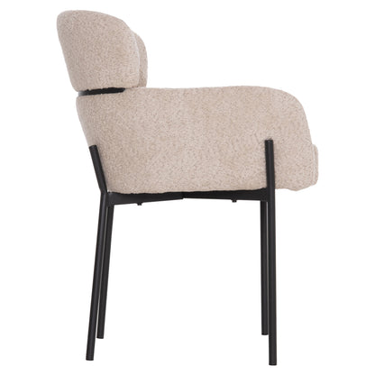 Armchair Wolf Hm8583.02 Ecru Boucle Fabric-black Metal Legs 56x62x80hcm.
