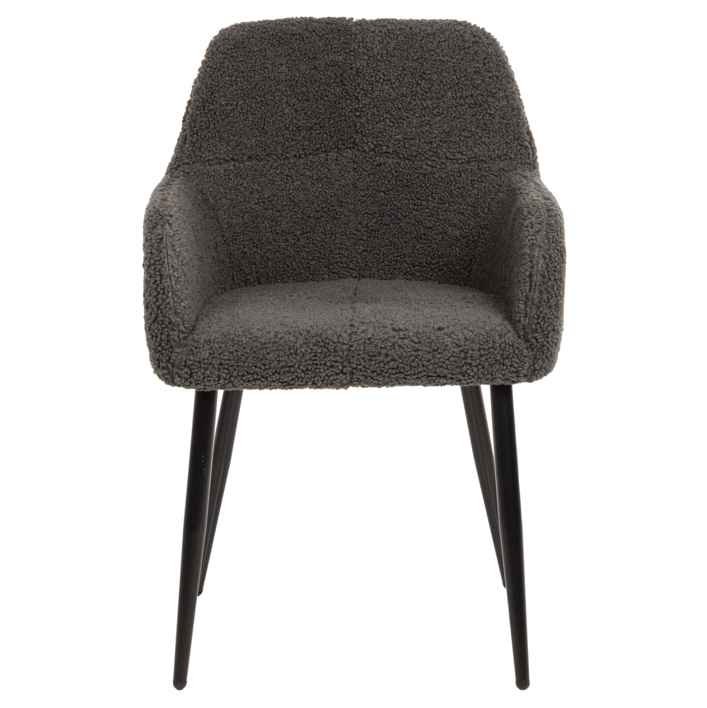 Armchair Shelly Hm8591.01 Teddy Fabric In Grey-black Metal Legs 57x55x87hcm.