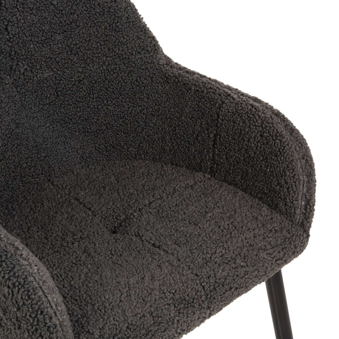 Armchair Shelly Hm8591.01 Teddy Fabric In Grey-black Metal Legs 57x55x87hcm.