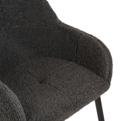 Armchair Shelly Hm8591.01 Teddy Fabric In Grey-black Metal Legs 57x55x87hcm.
