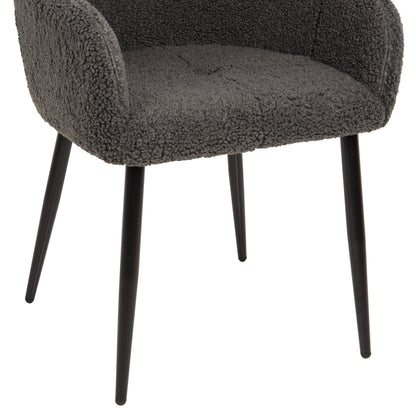 Armchair Shelly Hm8591.01 Teddy Fabric In Grey-black Metal Legs 57x55x87hcm.