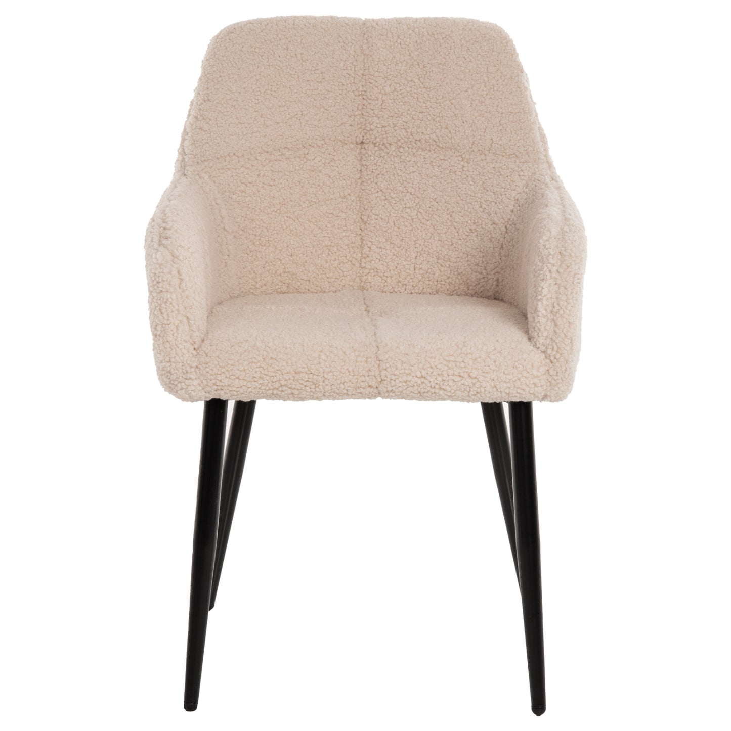 Armchair Shelly Hm8591.02 Teddy Fabric In White-black Metal Legs 57x55x87hcm.