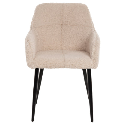Armchair Shelly Hm8591.02 Teddy Fabric In White-black Metal Legs 57x55x87hcm.