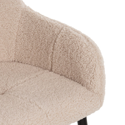 Armchair Shelly Hm8591.02 Teddy Fabric In White-black Metal Legs 57x55x87hcm.