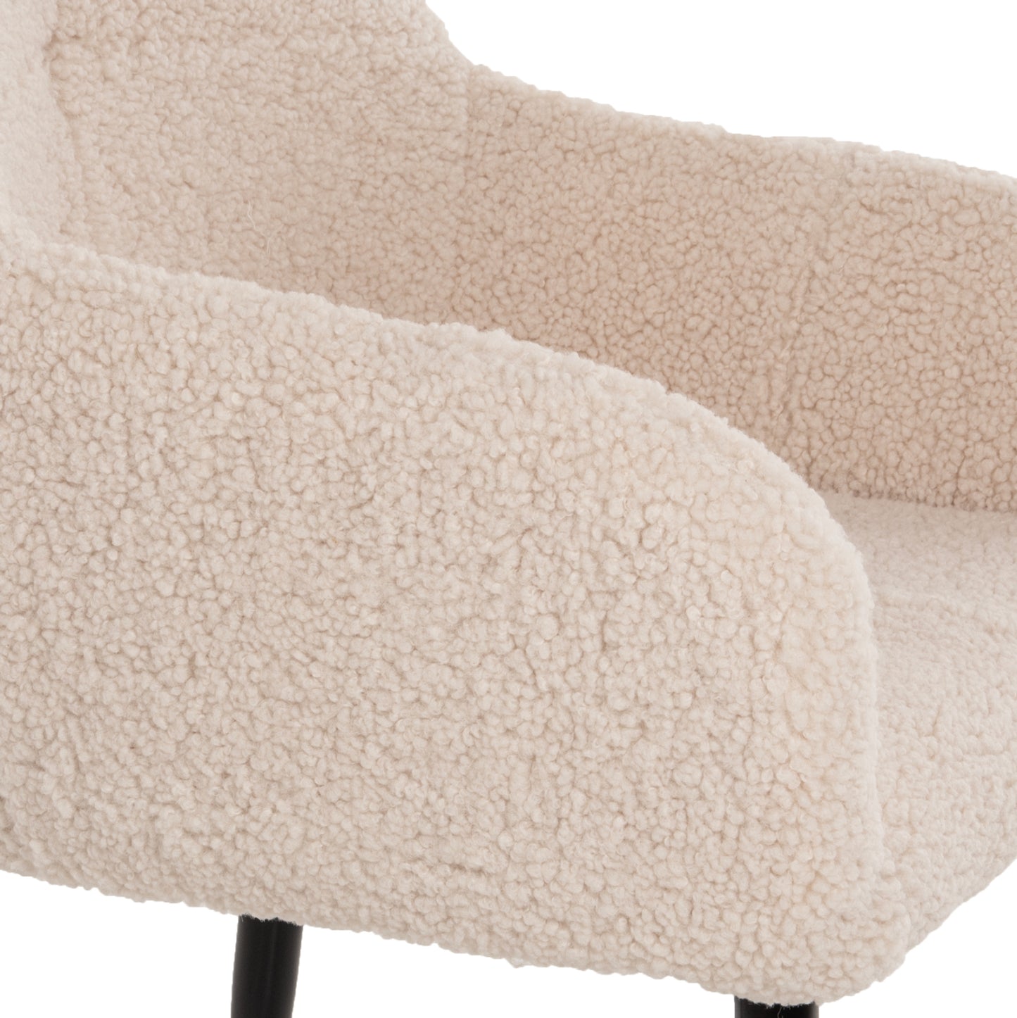 Armchair Shelly Hm8591.02 Teddy Fabric In White-black Metal Legs 57x55x87hcm.